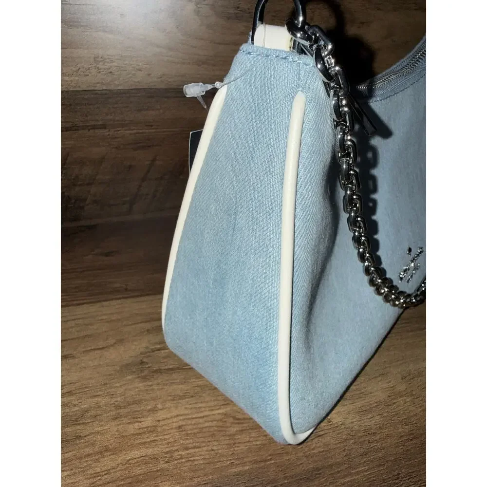 NWT Kate Spade Margot Denim Crossbody Bag Blue Canvas Convertible Chain Shoulder